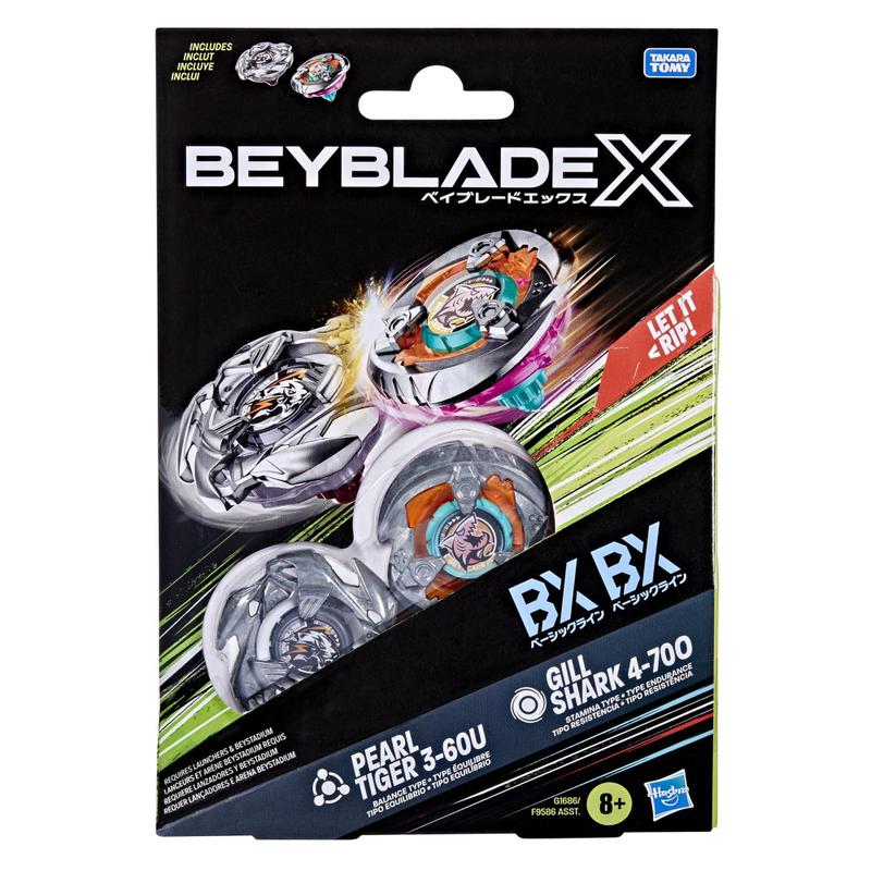 Brinquedos Beyblade Beyblade X Gill Shark 4-70O BX e Pearl Tiger 3
